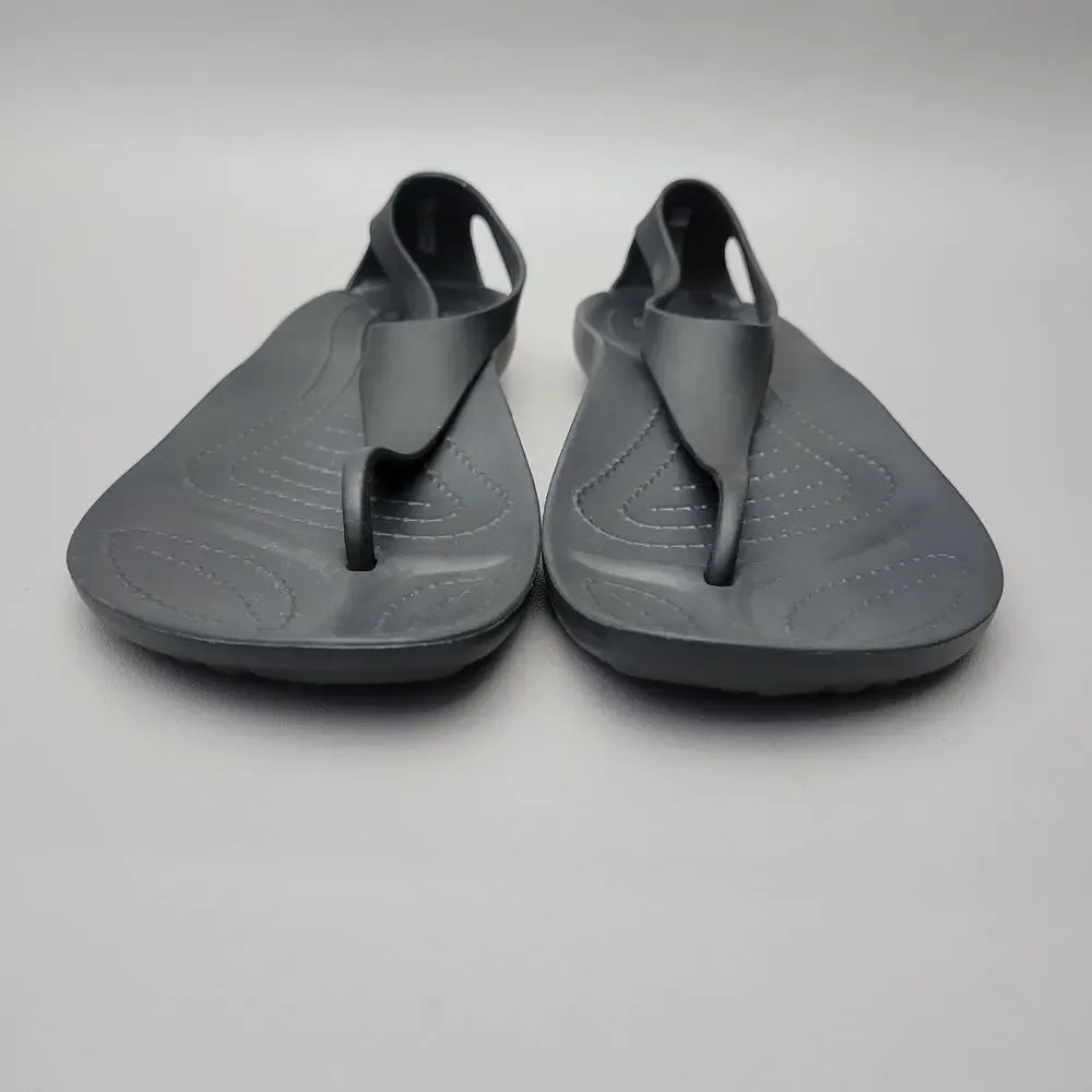 Crocs Womens Serena Sexy Flip Flop Sandal Size 9 Slingback Thong Black Shoe